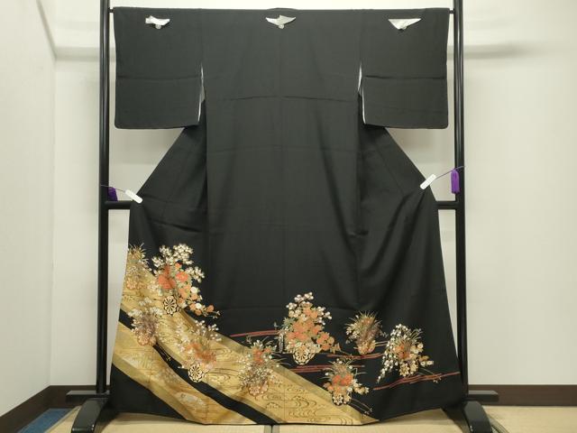平和屋着物●豪華黒留袖　花車文　金彩　さが美扱い　正絹　逸品　未使用　CABI0974gh