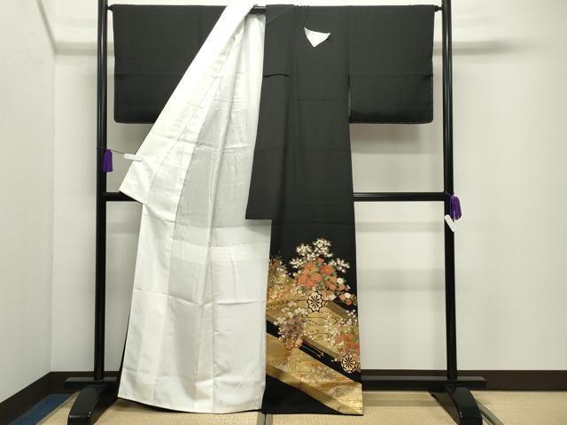 平和屋着物●豪華黒留袖　花車文　金彩　さが美扱い　正絹　逸品　未使用　CABI0974gh