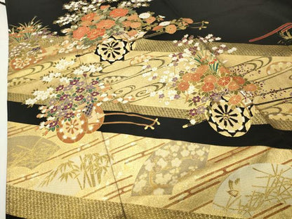 平和屋着物●豪華黒留袖　花車文　金彩　さが美扱い　正絹　逸品　未使用　CABI0974gh