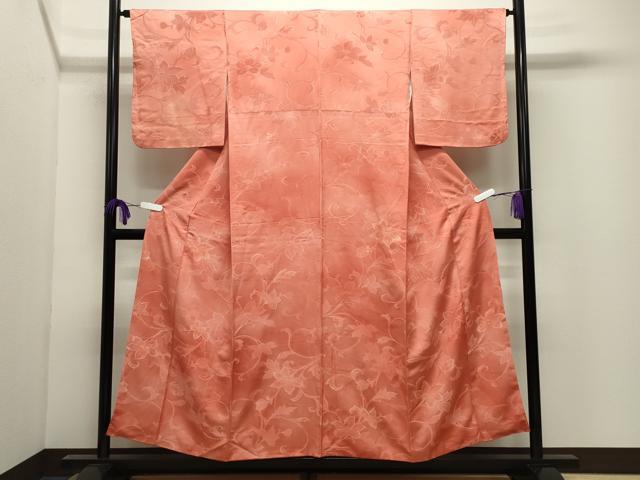 平和屋着物●上質な小紋　地紋起こし　花唐草文　正絹　逸品　CABI0976gh