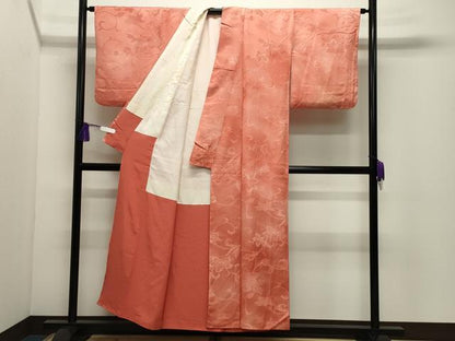 平和屋着物●上質な小紋　地紋起こし　花唐草文　正絹　逸品　CABI0976gh