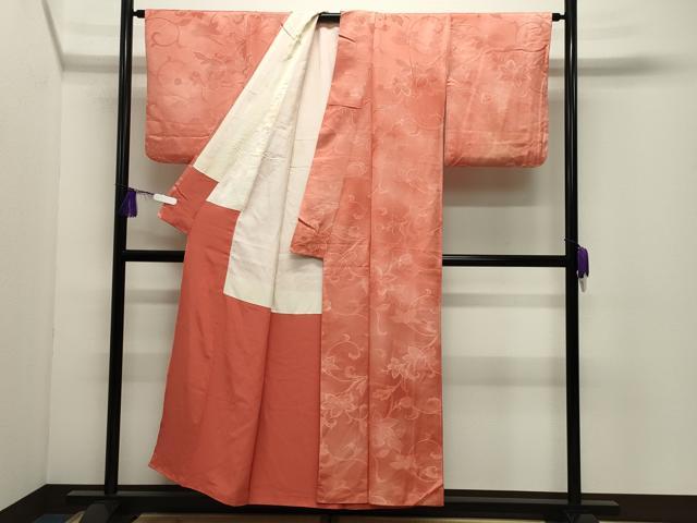 平和屋着物●上質な小紋　地紋起こし　花唐草文　正絹　逸品　CABI0976gh