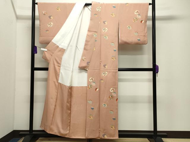平和屋着物●上質な小紋　貝桶花文　金彩　鬼しぼ縮緬　正絹　逸品　CABI0981gh