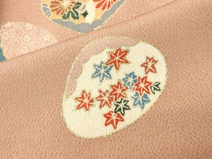 平和屋着物●上質な小紋　貝桶花文　金彩　鬼しぼ縮緬　正絹　逸品　CABI0981gh