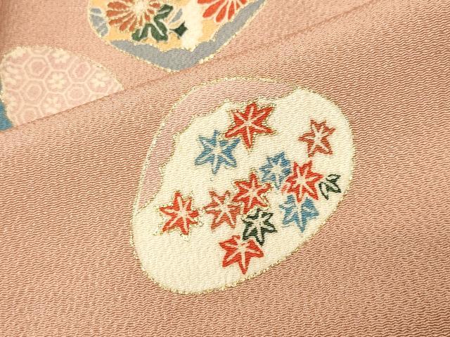 平和屋着物●上質な小紋　貝桶花文　金彩　鬼しぼ縮緬　正絹　逸品　CABI0981gh