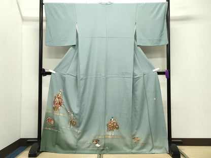 平和屋着物●豪華色留袖　龍道華彩　鼓人物風景文　暈し染め　金銀彩　ロング丈　正絹　逸品　CABI0984gh