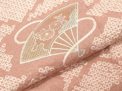 平和屋着物●中国三大刺繍　スワトウ刺繍　訪問着　絞り　扇面花文　金彩　正絹　逸品　CABI0986gh