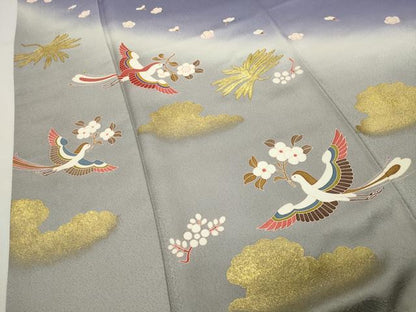 平和屋着物●訪問着　尾長鳥花文　暈し染め　金彩　正絹　逸品　CABI0987gh