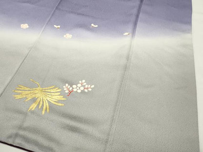 平和屋着物●訪問着　尾長鳥花文　暈し染め　金彩　正絹　逸品　CABI0987gh