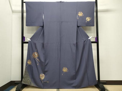 平和屋着物●訪問着　刺繍　鏡裏飛鳥花蝶文　金銀彩　正絹　逸品　CABI0989gh