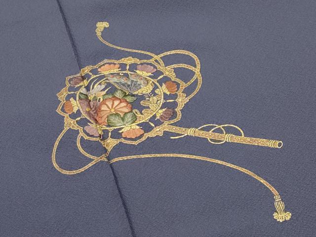平和屋着物●訪問着　刺繍　鏡裏飛鳥花蝶文　金銀彩　正絹　逸品　CABI0989gh