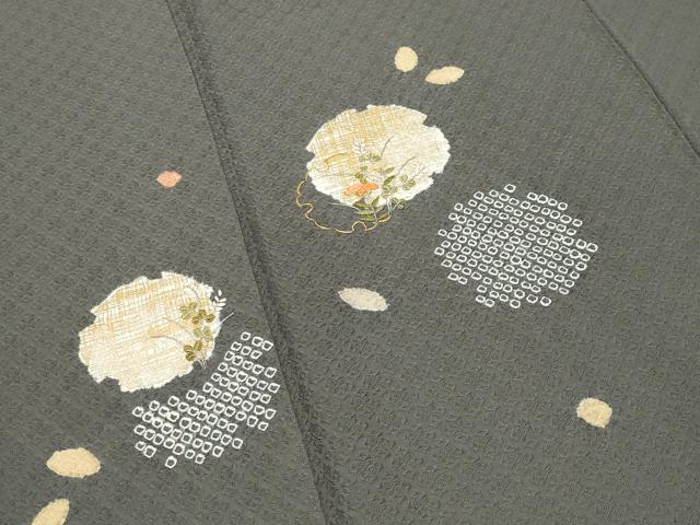 平和屋着物●訪問着　絞り　刺繍　雪輪重ね花文　金彩　正絹　逸品　CABI0991gh