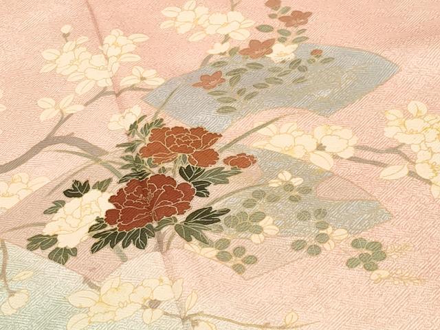 平和屋着物●訪問着　地紙枝花文　暈し染め　金彩　正絹　逸品　CABI0992gh
