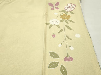 平和屋着物●訪問着　駒刺繍　御所車花文　金彩　正絹　逸品　CABI0993gh