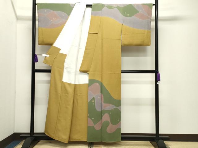 平和屋着物●訪問着　舞桜文　金彩　鬼しぼ縮緬　正絹　逸品　CABI0994gh