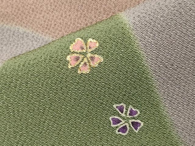 平和屋着物●訪問着　舞桜文　金彩　鬼しぼ縮緬　正絹　逸品　CABI0994gh