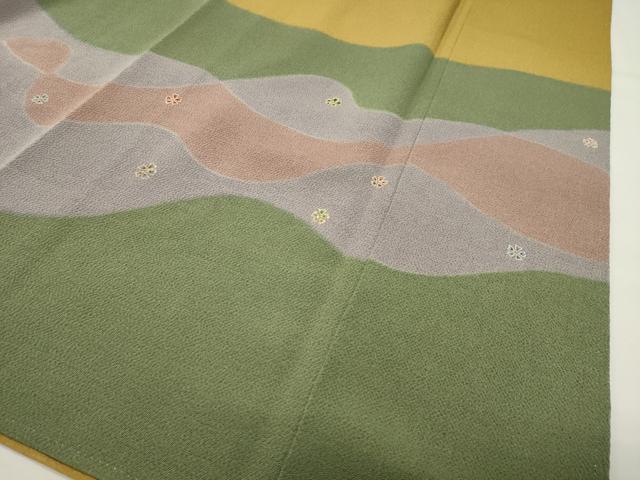 平和屋着物●訪問着　舞桜文　金彩　鬼しぼ縮緬　正絹　逸品　CABI0994gh