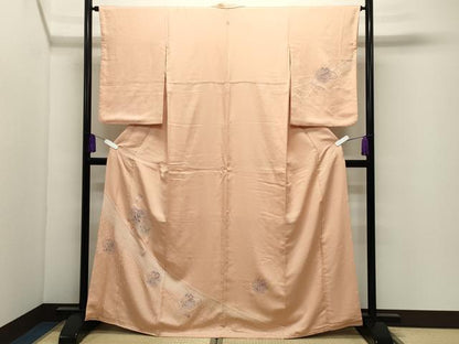 平和屋着物●中国三大刺繍　スワトウ刺繍　訪問着　絞り　雪輪花文　金糸　正絹　逸品　CABI0995gh