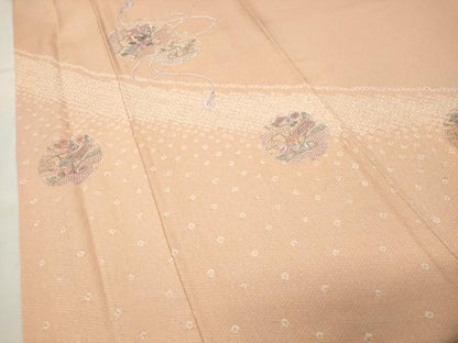 平和屋着物●中国三大刺繍　スワトウ刺繍　訪問着　絞り　雪輪花文　金糸　正絹　逸品　CABI0995gh