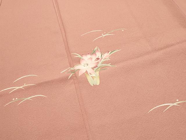 平和屋着物●訪問着　友禅　作家物　露芝花文　正絹　逸品　CABI0996gh