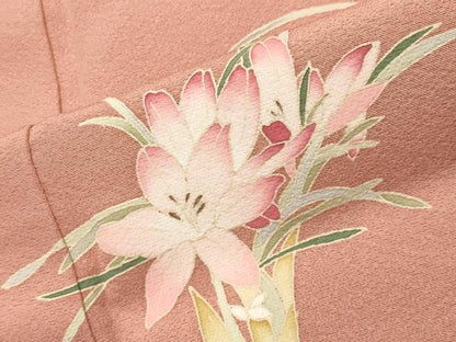 平和屋着物●訪問着　友禅　作家物　露芝花文　正絹　逸品　CABI0996gh