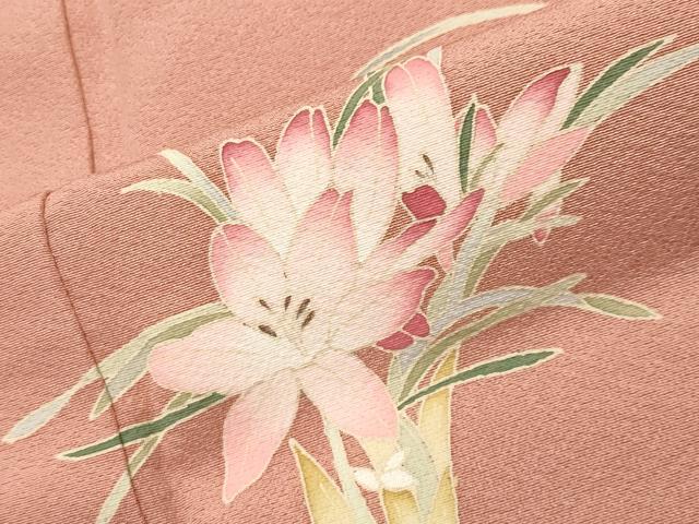 平和屋着物●訪問着　友禅　作家物　露芝花文　正絹　逸品　CABI0996gh