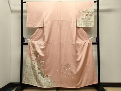 平和屋着物●訪問着　駒刺繍　松皮菱花文　暈し染め　金彩　正絹　逸品　CABI0997gh