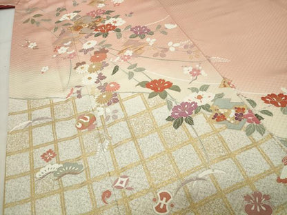 平和屋着物●訪問着　駒刺繍　松皮菱花文　暈し染め　金彩　正絹　逸品　CABI0997gh