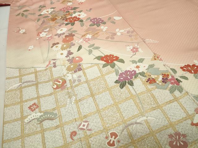 平和屋着物●訪問着　駒刺繍　松皮菱花文　暈し染め　金彩　正絹　逸品　CABI0997gh