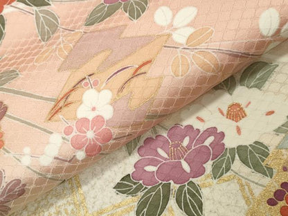 平和屋着物●訪問着　駒刺繍　松皮菱花文　暈し染め　金彩　正絹　逸品　CABI0997gh