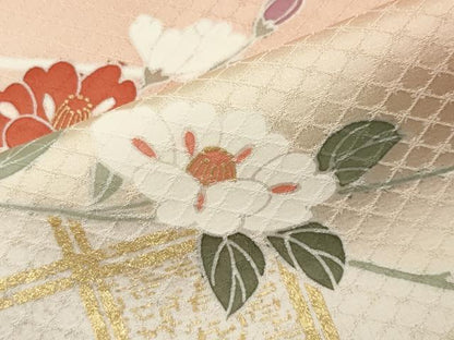 平和屋着物●訪問着　駒刺繍　松皮菱花文　暈し染め　金彩　正絹　逸品　CABI0997gh