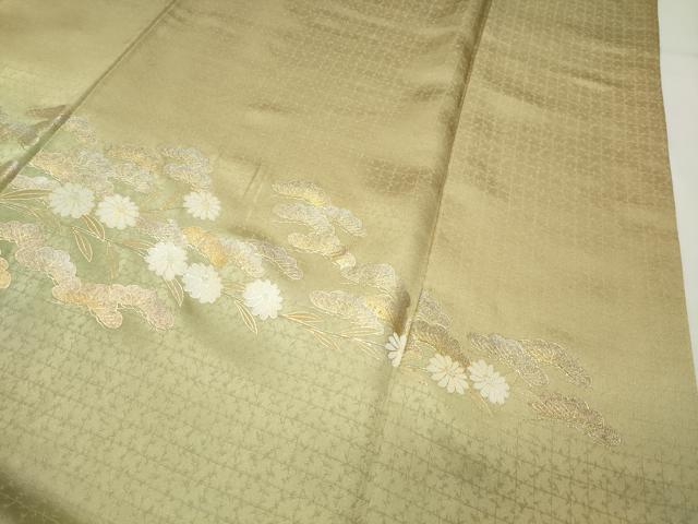 平和屋着物●訪問着　駒刺繍　枝松花文　暈し染め　金銀彩　正絹　逸品　CABI0999gh