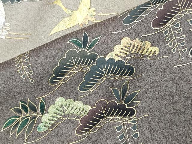 平和屋着物●訪問着　螺鈿　群鶴松文　暈し染め　金銀彩　正絹　逸品　CABI1004gh