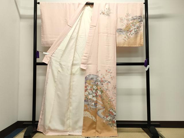 平和屋着物●訪問着　渡橋花文　暈し染め　金彩　正絹　逸品　未使用　CABI1005gh