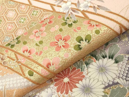 平和屋着物●訪問着　渡橋花文　暈し染め　金彩　正絹　逸品　未使用　CABI1005gh