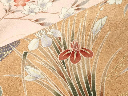 平和屋着物●訪問着　渡橋花文　暈し染め　金彩　正絹　逸品　未使用　CABI1005gh