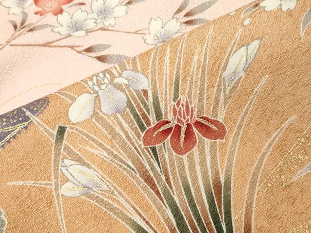 平和屋着物●訪問着　渡橋花文　暈し染め　金彩　正絹　逸品　未使用　CABI1005gh