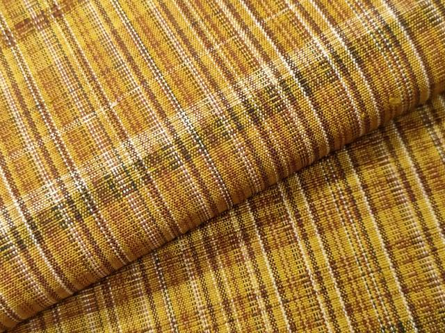 平和屋着物●本場黄八丈　平織　紬　格子　正絹　逸品　CABI1006gh