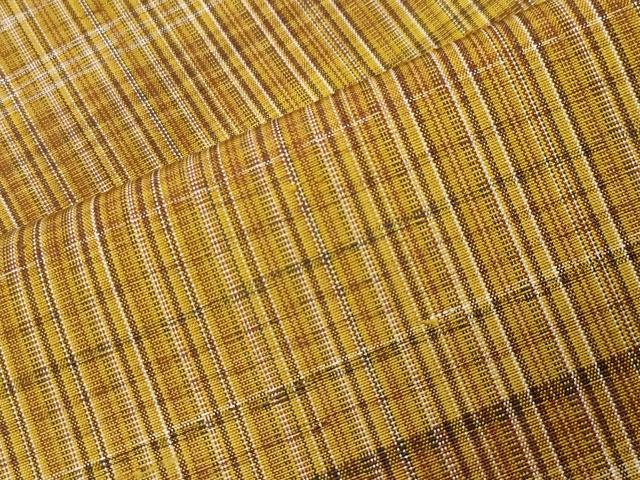 平和屋着物●本場黄八丈　平織　紬　格子　正絹　逸品　CABI1006gh