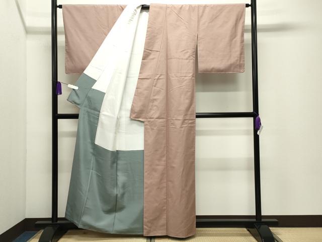 平和屋着物●本場真綿絢結城紬　色無地　梅染色　証紙付き　正絹　逸品　未使用　CABI1009gh