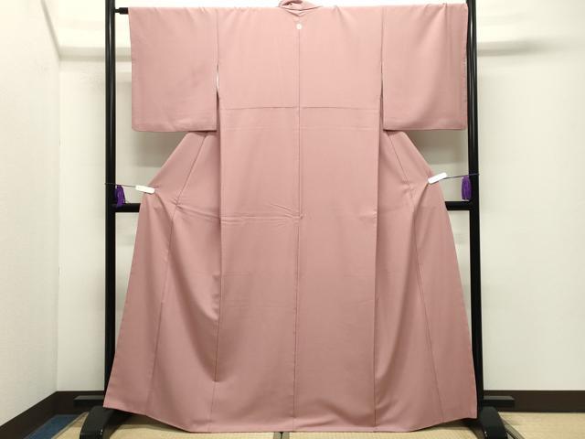 平和屋着物●色無地　退紅色　洗える着物　CABI1012gh