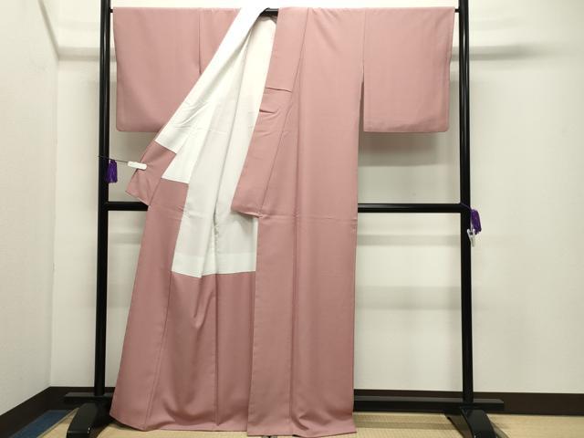 平和屋着物●色無地　退紅色　洗える着物　CABI1012gh