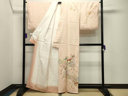 平和屋着物●訪問着　雪輪重ね熨斗花文　暈し染め　金彩　正絹　逸品　CABI1016gh