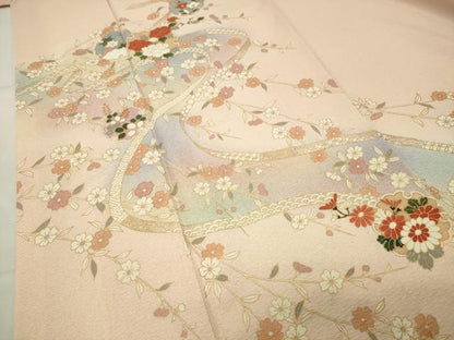 平和屋着物●訪問着　雪輪重ね熨斗花文　暈し染め　金彩　正絹　逸品　CABI1016gh