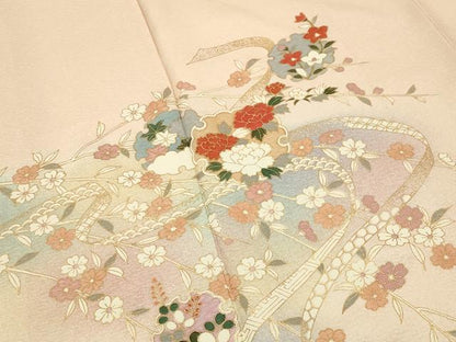 平和屋着物●訪問着　雪輪重ね熨斗花文　暈し染め　金彩　正絹　逸品　CABI1016gh