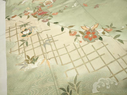 平和屋着物●訪問着　雪輪舞蝶文　暈し染め　金彩　正絹　逸品　未使用　CABI1017gh