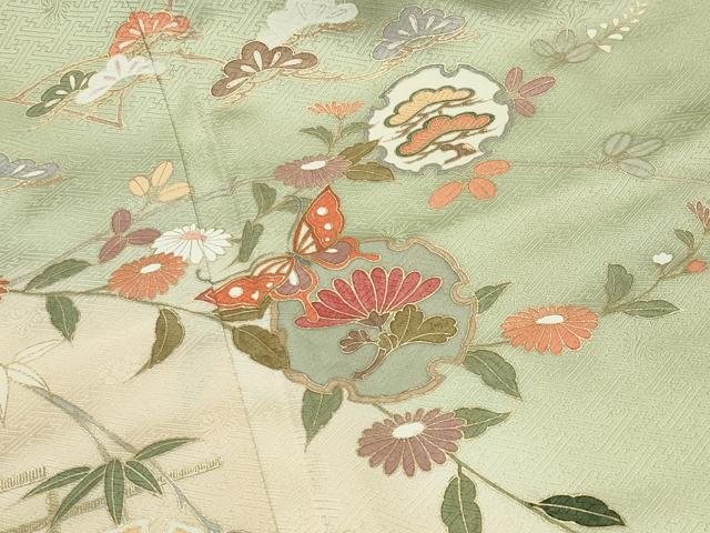 平和屋着物●訪問着　雪輪舞蝶文　暈し染め　金彩　正絹　逸品　未使用　CABI1017gh