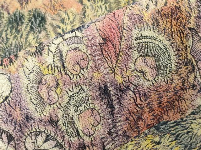 平和屋着物●訪問着　総刺繍　辻が花　暈し染め　金通し地　正絹　逸品　CABI1019gh
