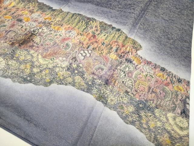 平和屋着物●訪問着　総刺繍　辻が花　暈し染め　金通し地　正絹　逸品　CABI1019gh
