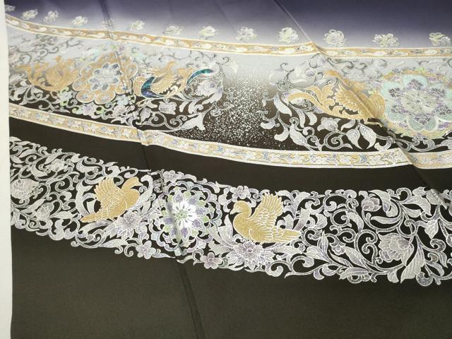 平和屋着物●訪問着　螺鈿　鳳凰花唐草文　暈し染め　金銀彩　正絹　逸品　CABI1020gh